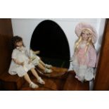 Two porcelain collectors dolls - Zapf Creation Maidie 80 cm and Alberon Chloe, height 66 cm.