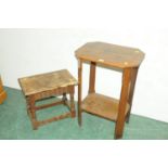Tall oak occasional table and oak occasional table