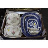 Box of Nelson Ware and blue and white