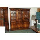 Reprodux by Bevan Funell Ltd mahogany inverted breakfront bookcase/display cabinet with 3 glazed