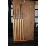 Display of 6 wood turning chisels marked T R T