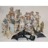 Box of continental figurines,