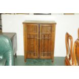 Oak panelled front record cabinet