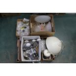 Three boxes of ceiling light fittings and shades