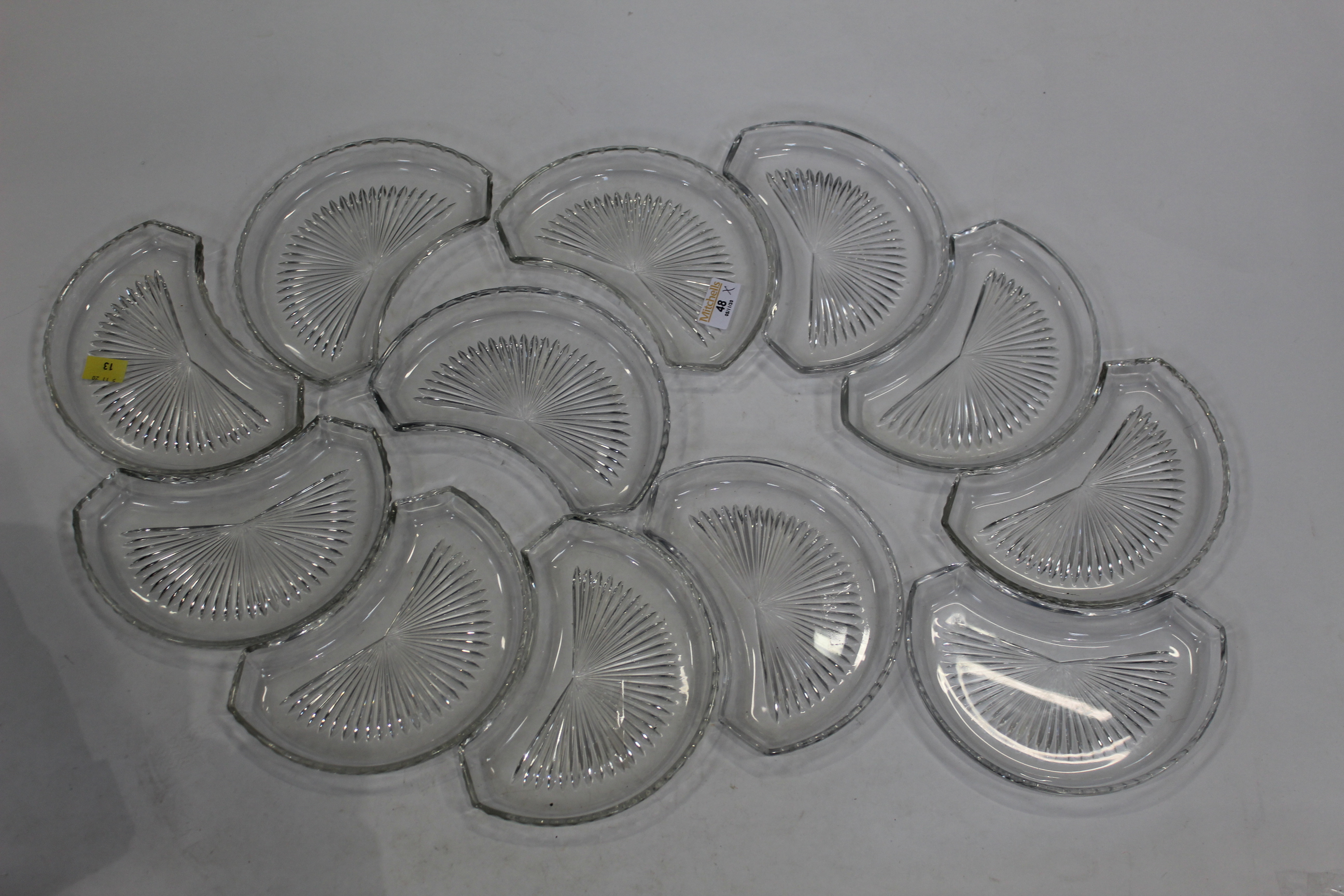 Crescent shaped glass dishes