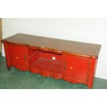 Modern oak shabby chic low sideboard/TV unit with open section and 2 cupboard doors, height 60 cm,