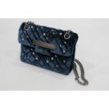 Small blue Kurt Geiger of London velvet bag with chain handles