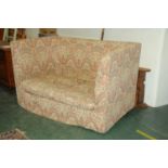 Floral upholstered high backed two seater settee