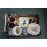 Box of ornaments - Poole Dolphin, Hughes Longport tazza, Border Fine Arts Wildlife Families RW1 fox,