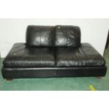 Black leather 2 seater settee