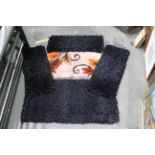 Demi-lune rug and 4 prodded rugs