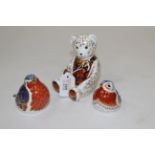 Royal Crown Derby ornaments/paperweights with gold coloured stoppers