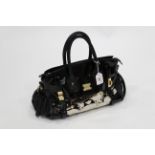 Modalu of London black leather and calf skin designer handbag