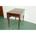 Georgian mahogany drop leaf table with drawer and dummy drawer