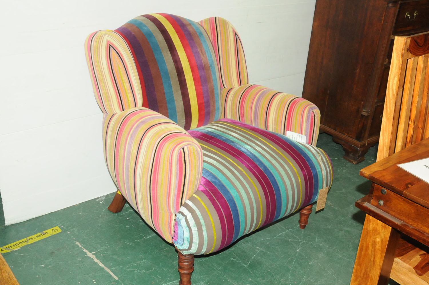 Ian Snow new striped velvet armchair (retail price £770)