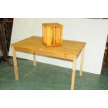 Rectangular pine kitchen table and CD rack