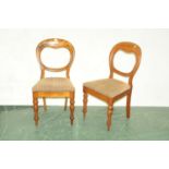 Pair of balloon back dining chairs upholstered in striped material