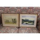 Two Eyre Walker early 20th century prints of "Bowfell" and "Little Langdale Tarn"