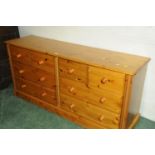 Long pine 4/2/2 chest of drawers, height 77 cm, width 166 cm,