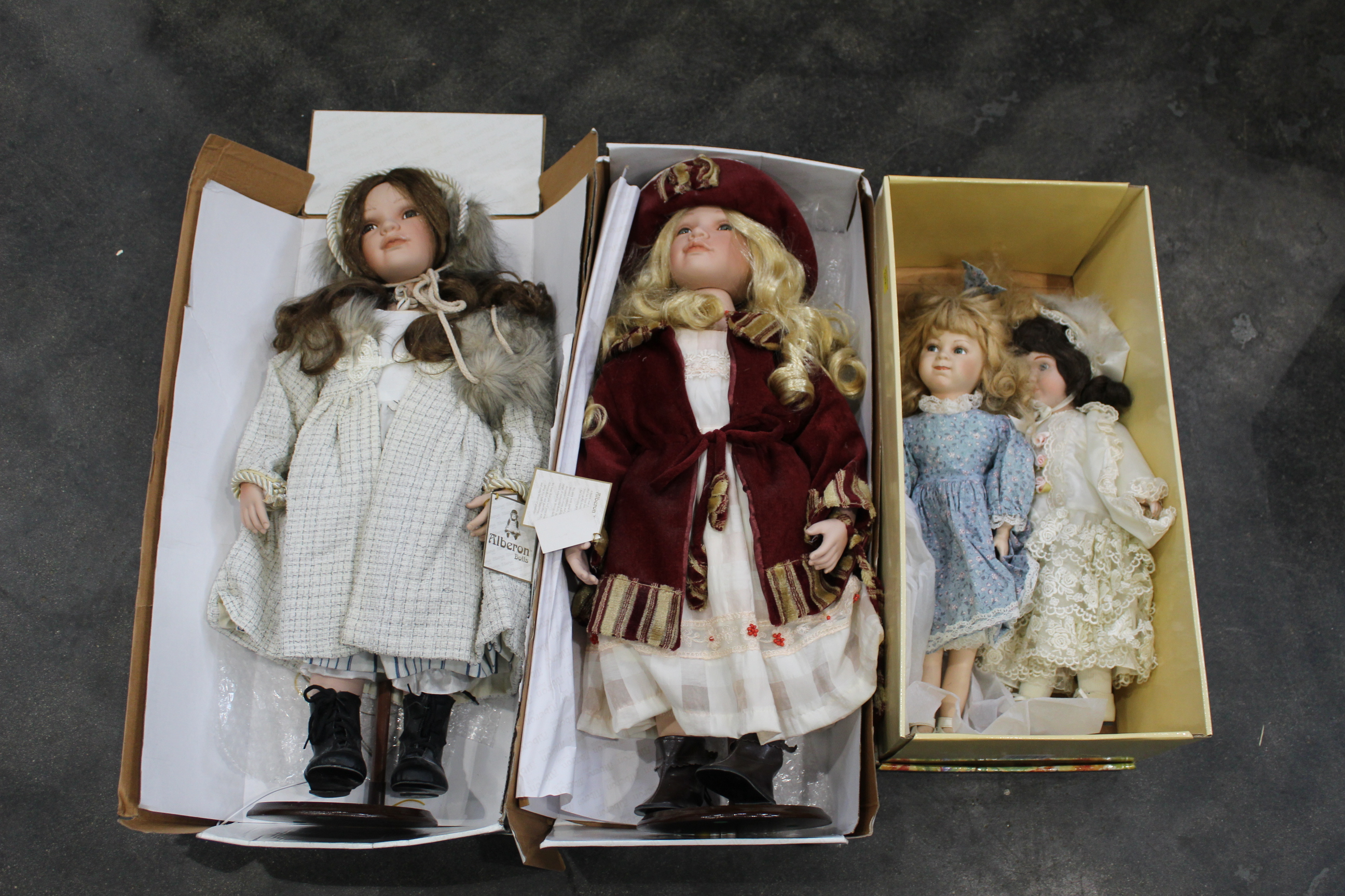 Two porcelain collectors' dolls by Alberon - Katy and Charlotte,