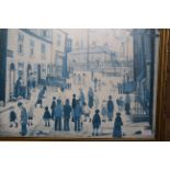 A modern L S Lowry reproduction street scene print,