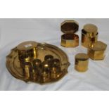 Five brass tea caddies of 19th century design,