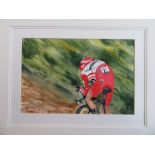 Cyclist Watercolour - A striking, original watercolour by Cumbrian artist, Sue Cumella.