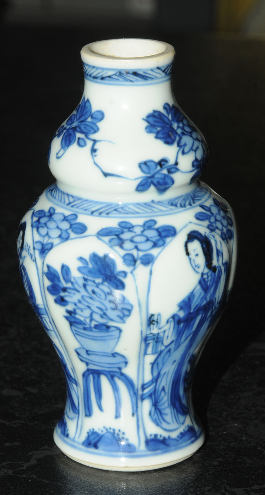 An early 20th century Chinese blue and white porcelain miniature baluster vase with lobbed sides, - Image 3 of 7