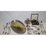A selection of various silver plated wares, including three oval trays,