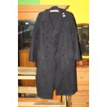 A Men's military issue civil defence wardens blue woollen great coat, size 5, by Stone Bros,