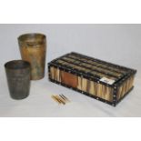 A late 19th century Ceylon ebony bone and porcupine quill box, 6 cm x 22 cm x 12 cm,