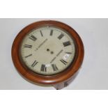 A 19th century oak cased wall clock of circular form,