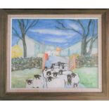 'Sheep at Bowskill' Oil, by V. Rolland