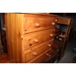 Pine chest of four drawers, 77 cm wide x 43 cm deep x 85 cm high,