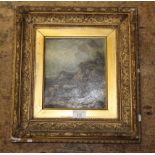 A 19th century oil on board, "Sheep on a Rocky Outcrop" unsigned,