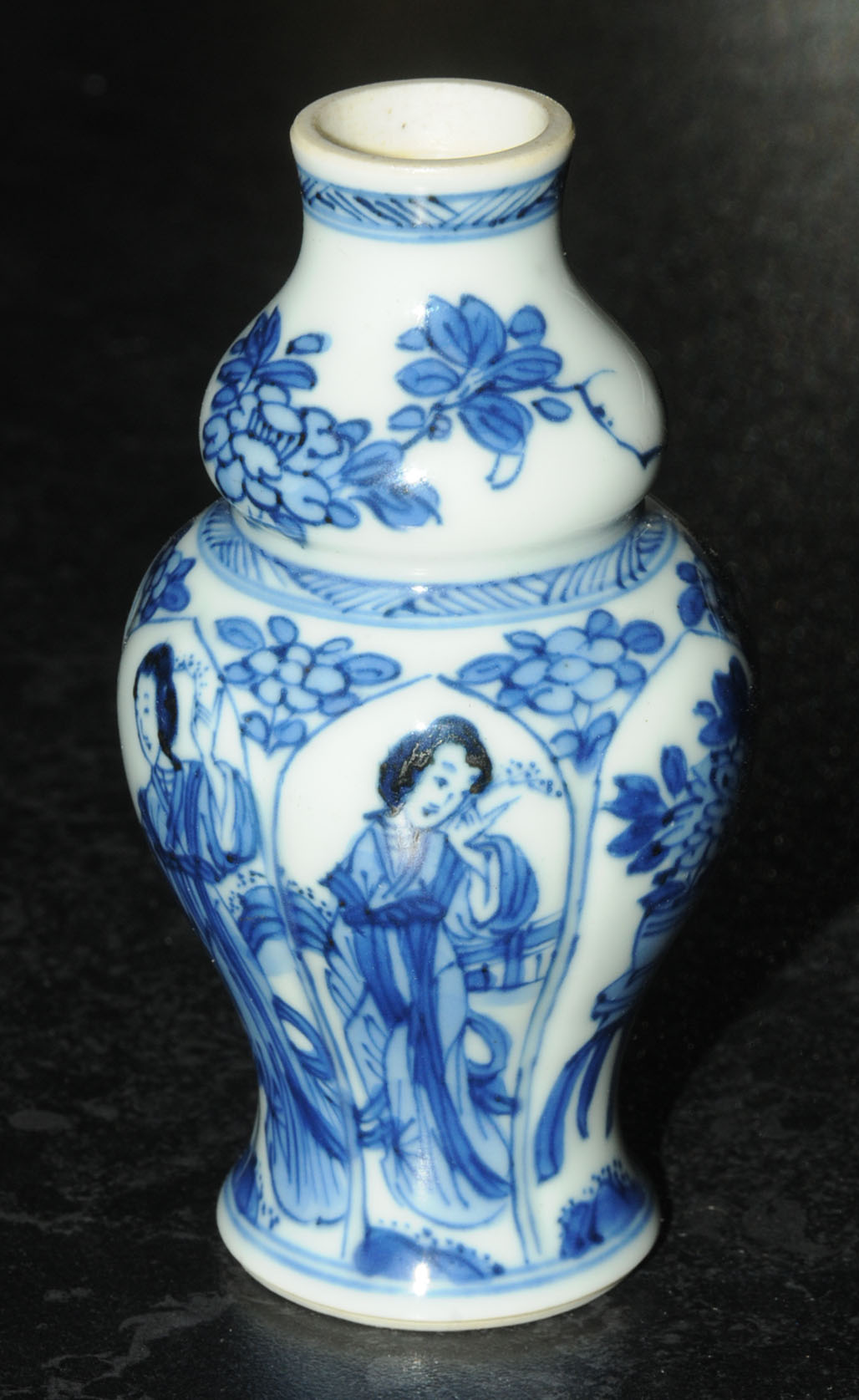 An early 20th century Chinese blue and white porcelain miniature baluster vase with lobbed sides, - Image 2 of 7