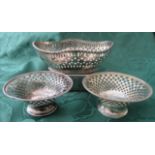 Pair of early 20th century pierced silver bon-bon dishes