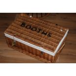 A Booths branded woven wicker hamper, 27 cm x 59 cm x 37 cm,