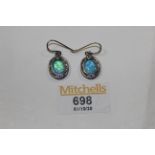 A pair of Israeli 925 silver and opal doublets,