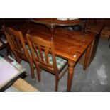 A pine rectangular kitchen table on turned legs, 120 cm x 75 cm x 75 cm,