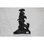 A black painted cast iron door porter - "Woodman", 37 cm high.