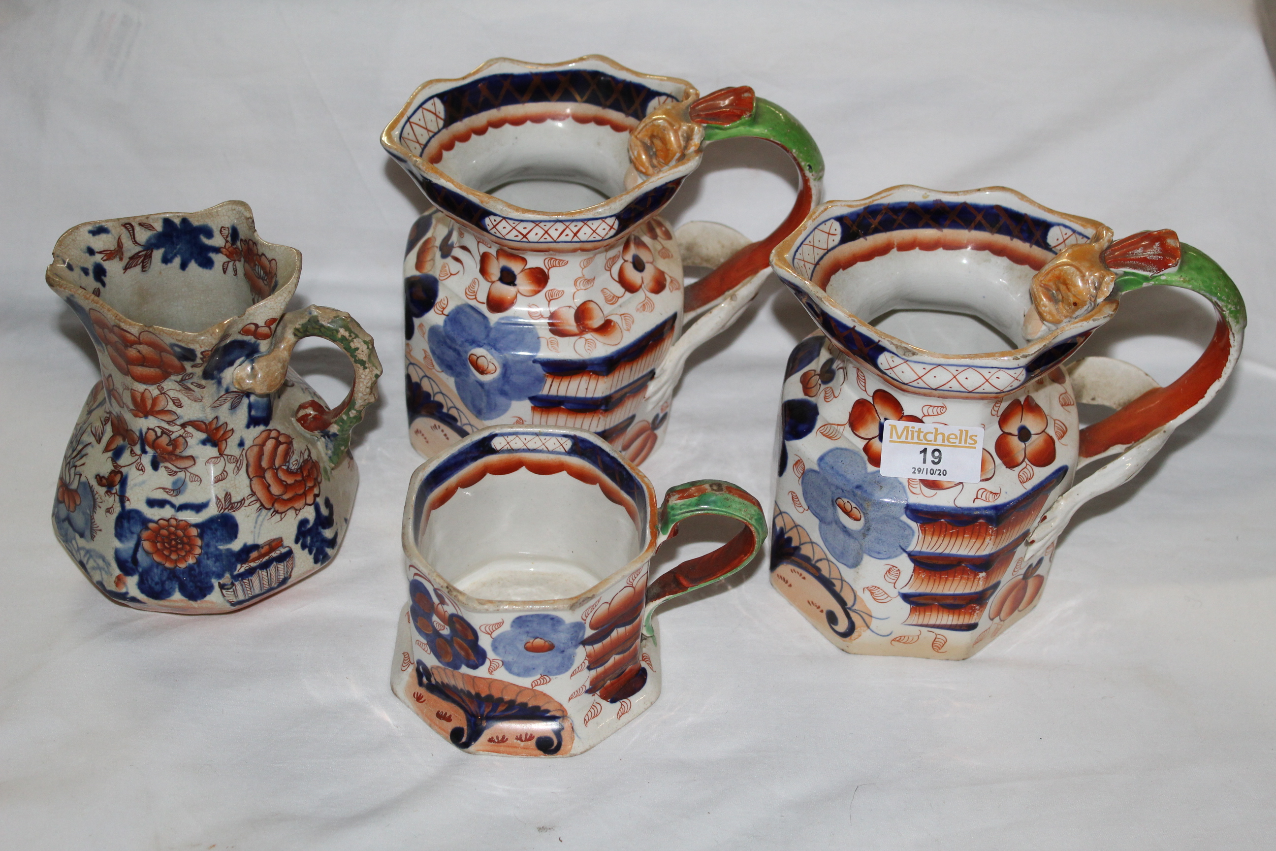 Ten pieces of Victorian and later pottery including Masons hydra jug,