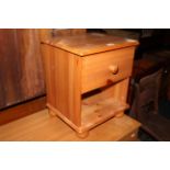 A pine bedside chest, 37 x 32 x 45 cm high. CONDITION REPORT: In good condition.