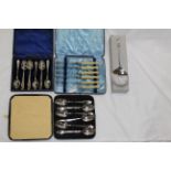 A small selection of cased flatware and cutlery.