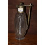 A late Victorian cut glass claret jug with plated mounts of dresser design, 26 cm high.