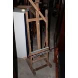 An artists beechwood adjustable easel, 190 cm high, together with a quantity of artists card mounts,