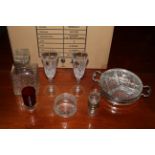 A quantity of cut and moulded glassware including drinking glasses.