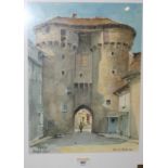 Yann Bost, watercolour, "Porte Do Souboyran" 35 cm x 26 cm, signed in modern clip frame.