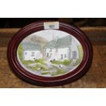 A Brush Strokes resin relief oval diorama "Brecon Farm", in grained frame, 16 x 20 cm.