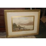 G N Sheriff 19th century watercolour, depicting a fisherman on a loch,
